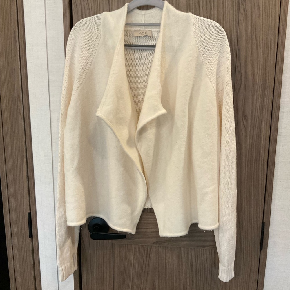Loft Womens Beige Open Front Cardigan Size Small